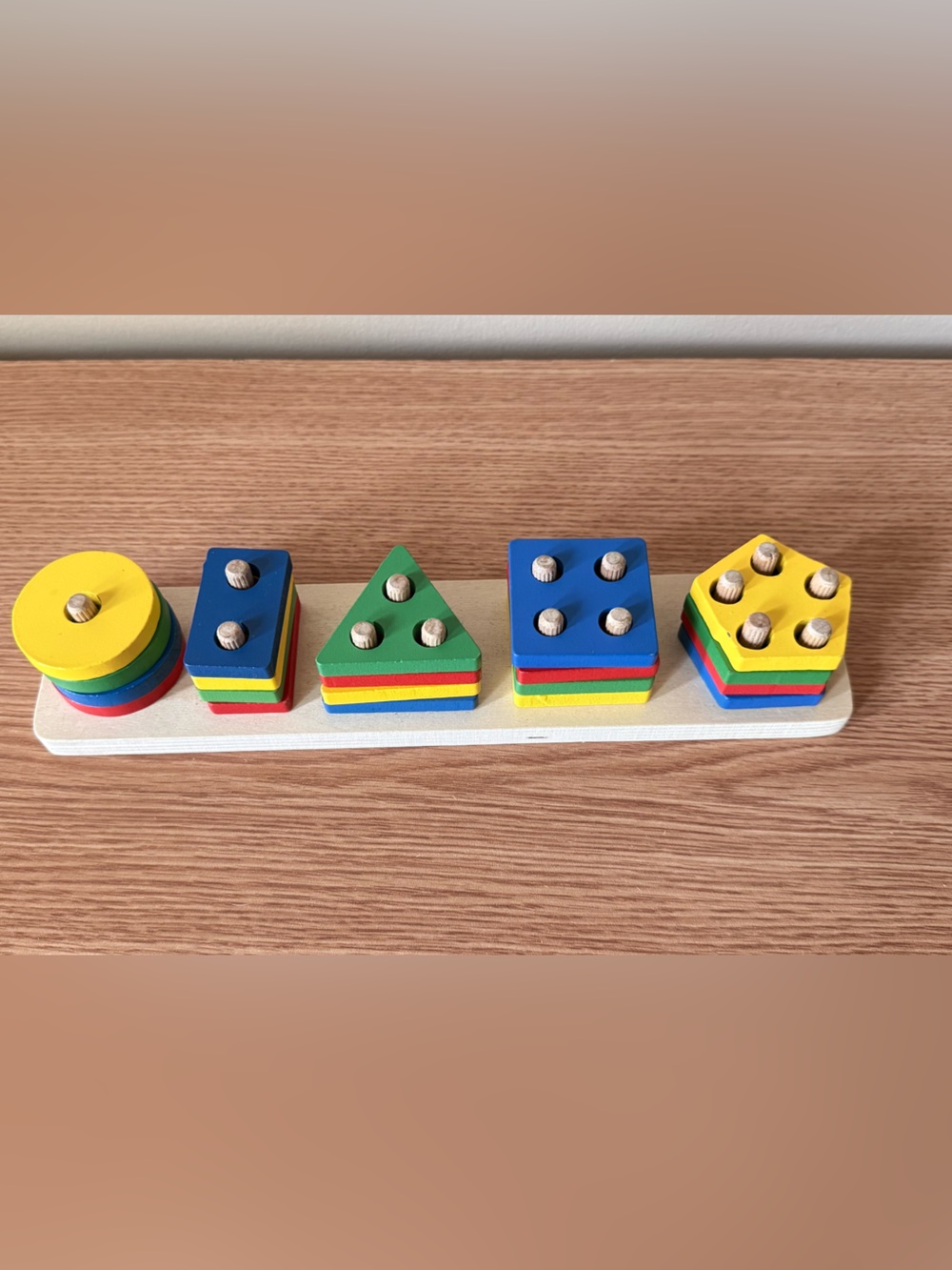 Wooden Shape Sorting Peg Board Toy - Multicolor